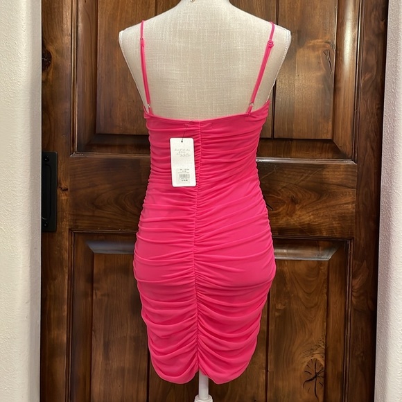 Cotton Candy Pink Ruched Mini Dress for Night Out - Picture 2 of 6